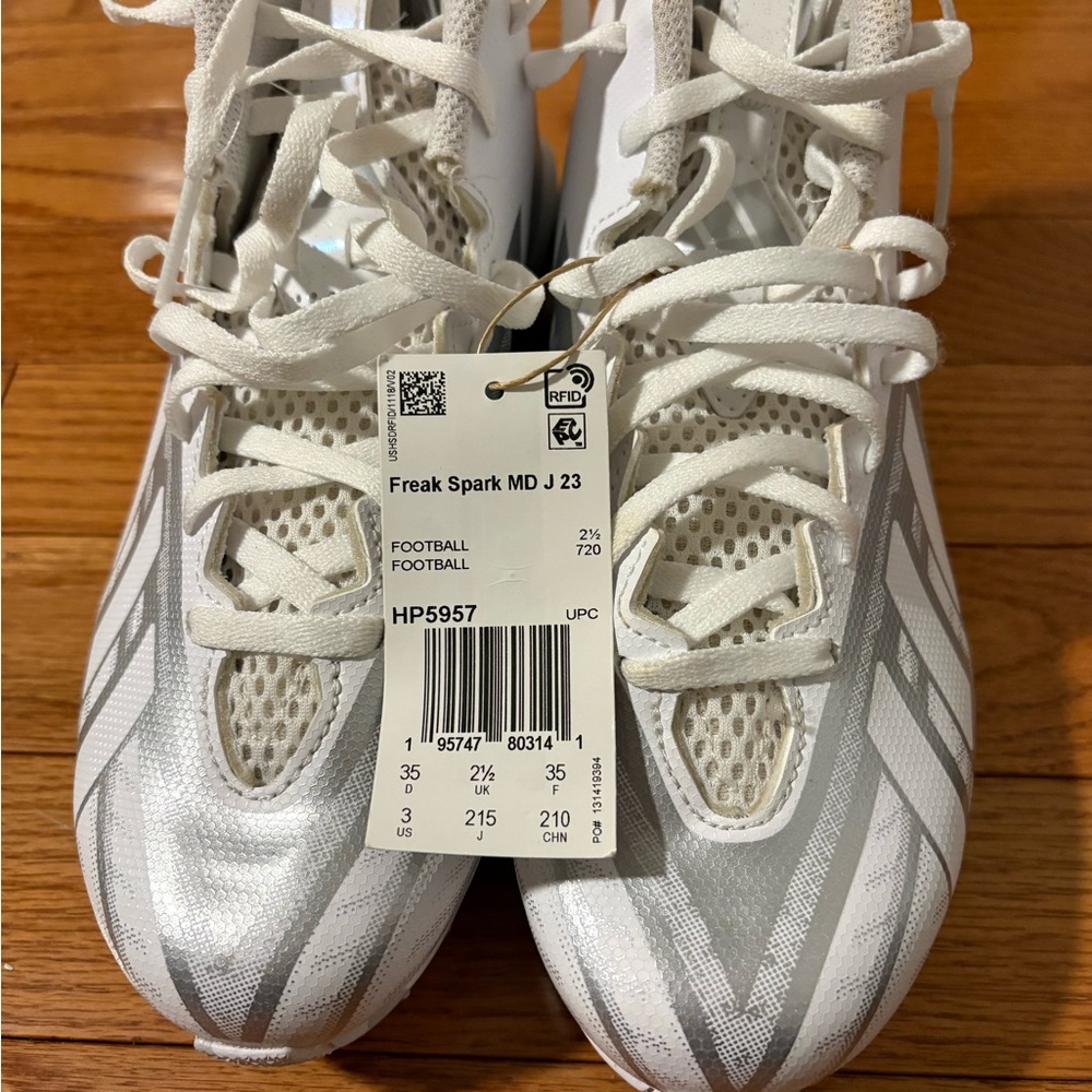 Adidas White and Silver Football Cleats